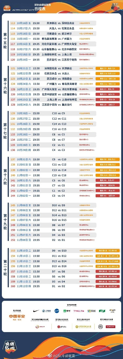 中超赛程主客场 中超赛程及场地